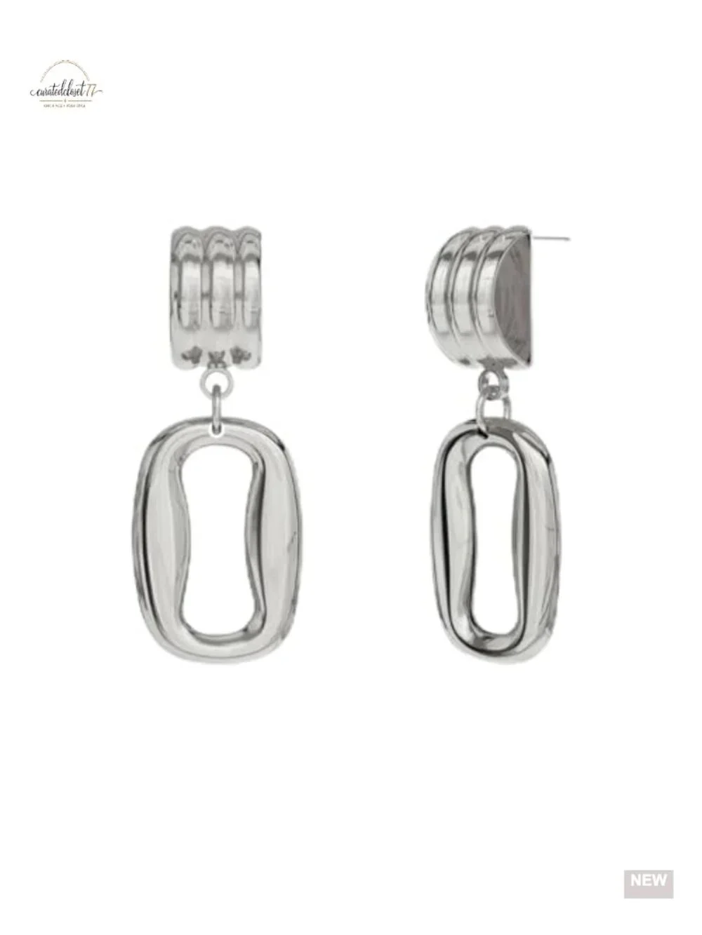 14K Gold Plated Stainless Steel Geometric Dangle Earrings - Hypoallergenic Drop